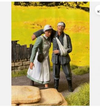 2 deutscher und Krankenschwester aus Resin 3 d drucker handbemalt 1:16