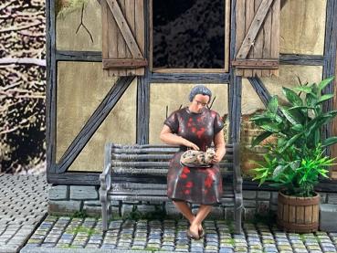 1:16 bauern figur (6)sitzen mit Katze unbemalt